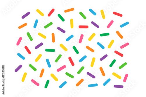 Vibrant rainbow colored candy sprinkles scattered randomly creating a sweet background