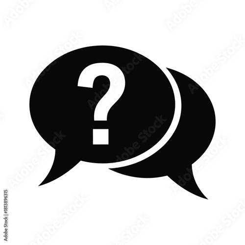 Two speech bubbles with a question mark inside, isolated on