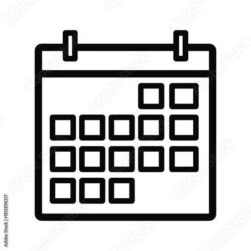 Calendar icon with squares representing days, isolated on