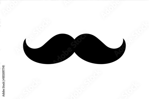 Simple black mustache shape with elegant curled ends for retro fashion and facial hair