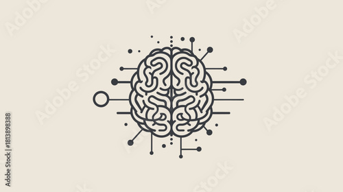 Conceptual illustration of a stylized brain connected to circuit lines