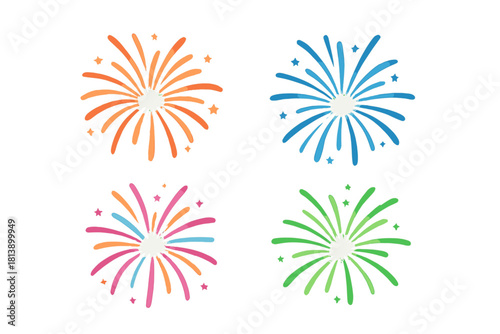 Bright colorful exploding fireworks set for festive holiday celebrations and party