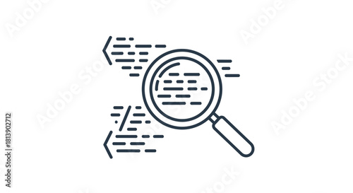 Magnifying glass over code lines.