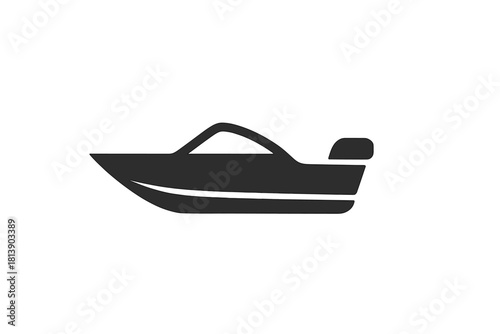 Black silhouette of a modern speedboat used for water sports and recreational activities