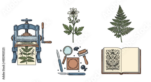 Botanical Printing and Herbarium Collection Process.