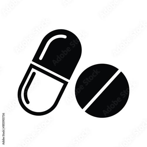 A capsule and a pill, isolated on