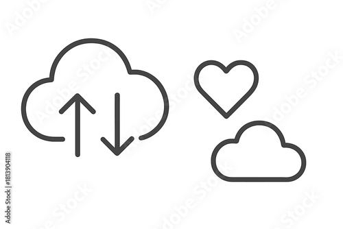 Outline symbols for cloud computing data transfer synchronization and storage