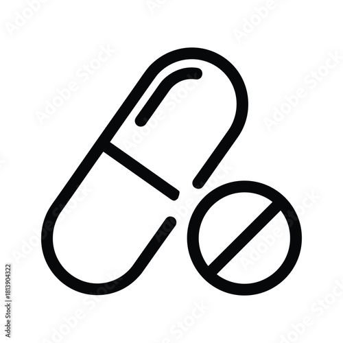Pill and capsule icon, medical symbol, isolated on
