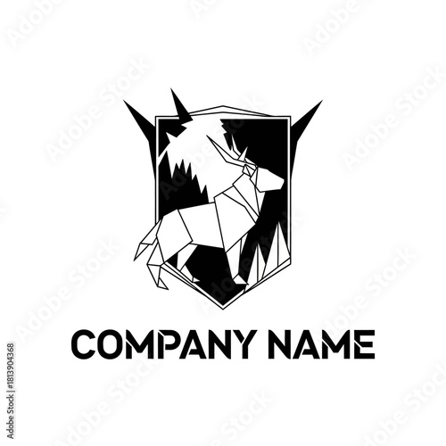 Geometric Unicorn Logo Design for Company Branding.