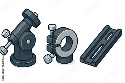 Technical equipment components for astrophotography mount head and quick release plate