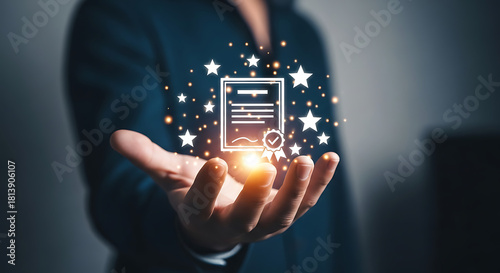 Certificate of Excellence in Hand A Promise of Quality Trust and Standards Enhanced by Starry Accomplishments