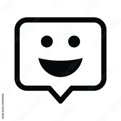 Speech bubble with a smiley face icon, isolated on
