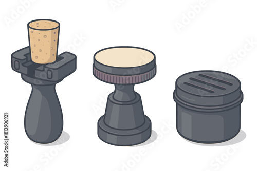 Wine cork stopper, bottle sealer, and preservation tool accessories set