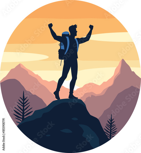 silhouette of a man with a backpack