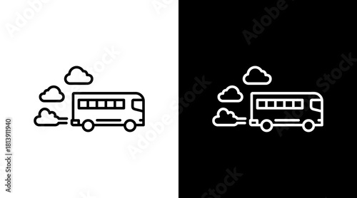 Traffic Pollution White Icon Set Design