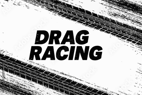Banner with tire marks and dirt. Drag racing, drift, rally, motocross, off-road and other. Isolated tire marks on white background. Banner template with car texture tread. Vector background template