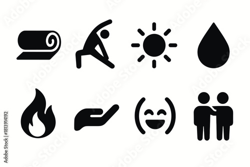 Minimalist fitness icons set for health and wellness design projects