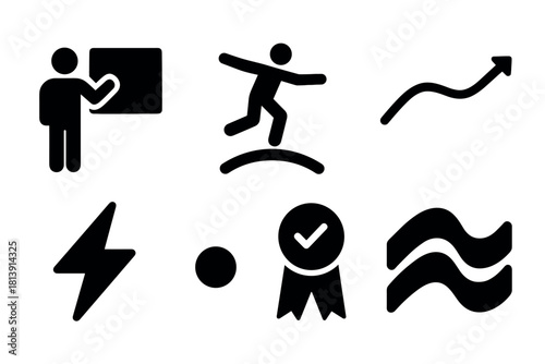 Minimalist vector icons for business and education design projects