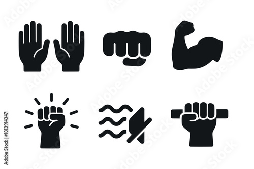 Collection of bold hand gesture icons for communication and motivation design