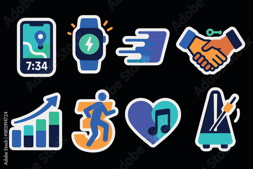 Dynamic sport icons and fitness tracker design for activity monitoring and motivation