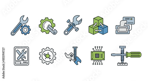 Collection of various tools and gears for repair and maintenance.