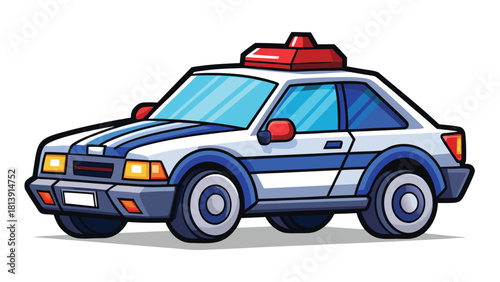 Side pose of 1950s cartoon convertible police car vector illustration ai generated art