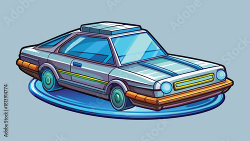 Side pose of 1950s cartoon convertible car vector illustration ai generated art