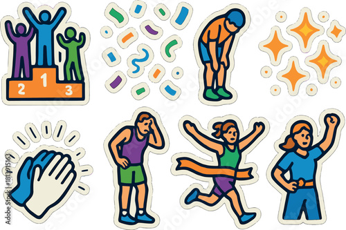 Celebration of victory moments with award icons for event designs and achievements