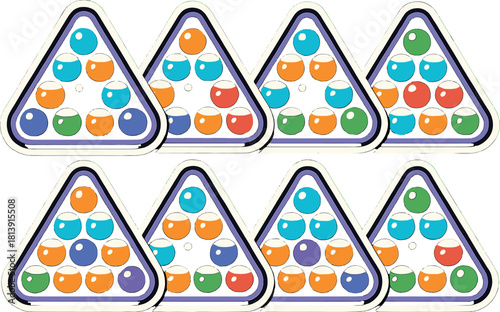 Colorful billiard ball icons set for game accessories and design