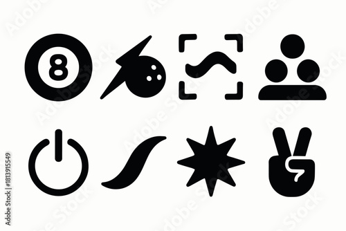 Modern bold vector icons collection for graphic design and user interface projects