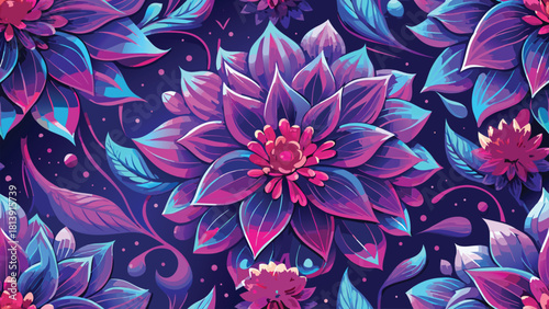 Overlapping organic shapes forming a smooth seamless flower pattern vector illustration ai generated art
