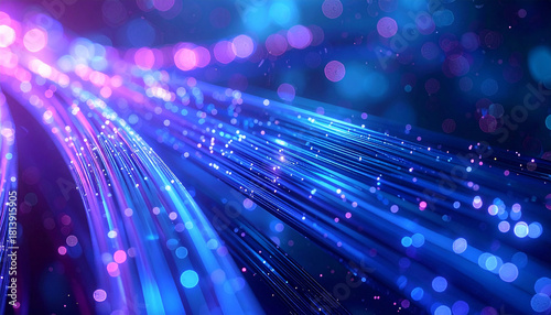 Illuminating Fiber Optics: A network of radiant fiber optic cables glow brightly, signifying the flow of information and technological advancement in a modern digital landscape.