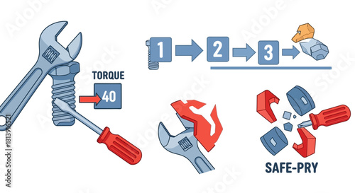 Mechanical Tools and Procedures Illustration.