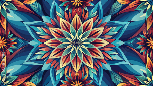 Stylized seamless floral pattern with translucent overlapping petals vector illustration ai generated art