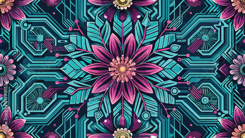 Layered overlapping flowers forming a clean seamless abstract pattern vector illustration ai generated art