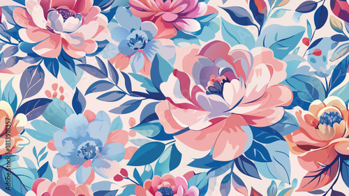 Abstract overlapping floral shapes arranged in a seamless pattern vector illustration ai generated art