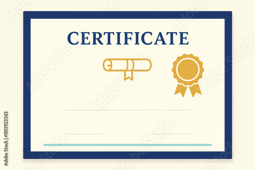 Award Certificate with Diploma and Seal Icons Celebrating Achievement and Recognition
