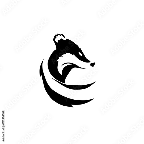 Dynamic, stylized badger head logo in a black silhouette. The flowing, aggressive design symbolizes tenacity, speed, and determination, ideal for modern, powerful branding.