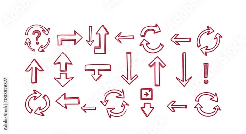 Red arrow illustrations on white background for design elements.