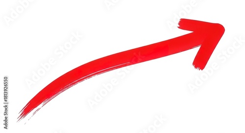 Red Upward Arrow Hand Drawn Isolated on White Background.
