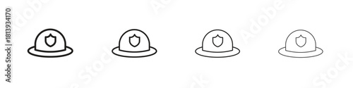 Firefighter helmet icon line icon. linear style vector symbols collection on white background