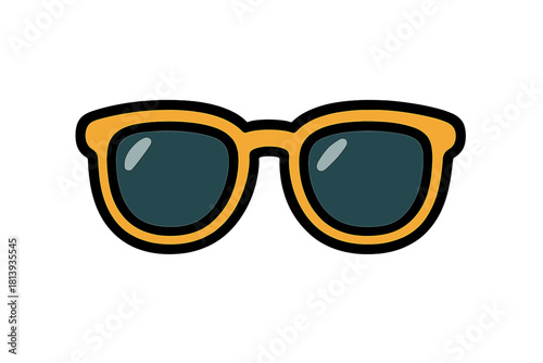 Classic retro style sunglasses with thick orange frames and dark tinted lenses