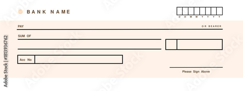 Minimal Blank Cheque Template Layout for Payment and Banking Use
