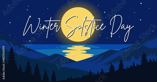 Winter Solstice Day theme poster or banner. Great for Posters, Banners, campaigns, greeting cards and social media. Vector Illustrations.