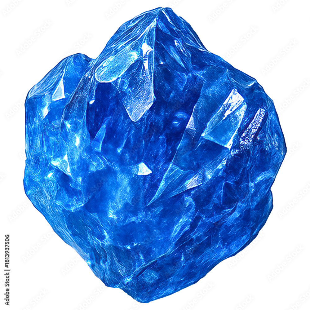 Fototapeta premium Realistic illustration of uncut sapphire isolated on transparent background