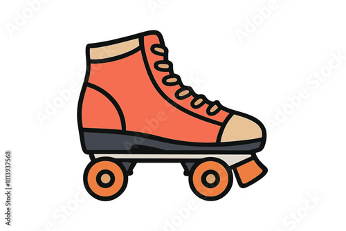 Vibrant classic high-top quad roller skate with toe stop in retro design