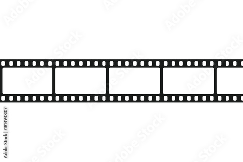 Seamless horizontal film strip border with empty frames and sprocket holes