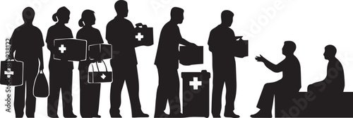 Diverse group of volunteers helping with medical aid and donations for international volunteer day celebration