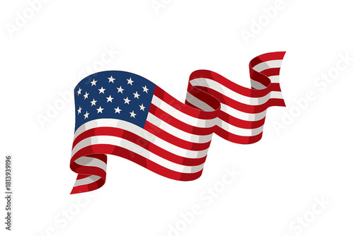 Dynamic flowing ribbon banner displaying the iconic stars and stripes pattern of the American flag