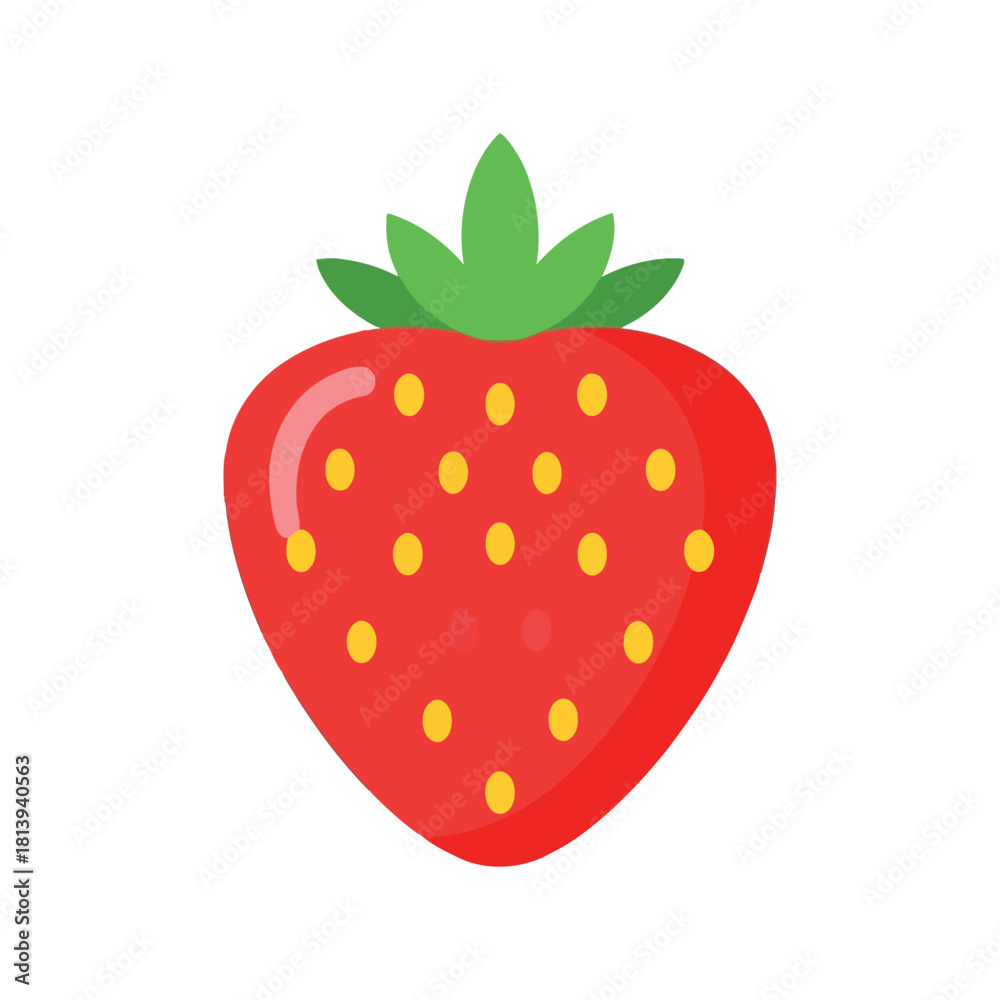 Fototapeta premium Red strawberry fruit illustration sweet berry icon healthy food graphic isolated on white background